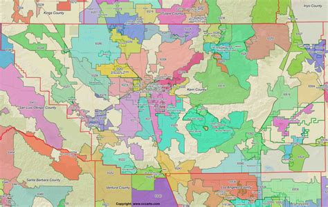 Bakersfield ZIP Codes Map — Kern County, California