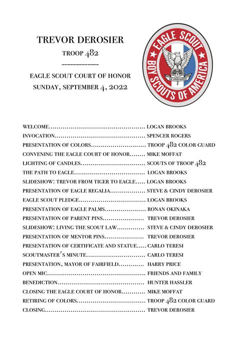 Cindy deRosier: My Creative Life: Eagle Scout Court of Honor: The Program and the Guest Book