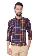 Buy Men Blue Check Full Sleeves Casual Shirt Online - 308341 | Peter ...