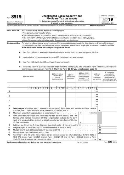 Image result for Form 8919 Example