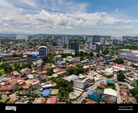 Beautiful aerial view of Capital City of Mindanao under the clouds and ...