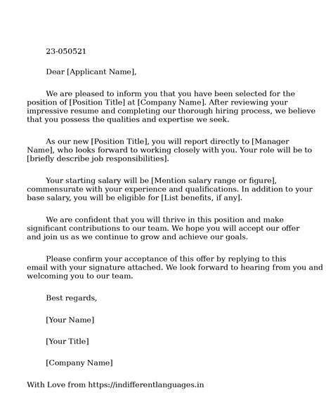 2 Examples of Employment Offer Letter Sample