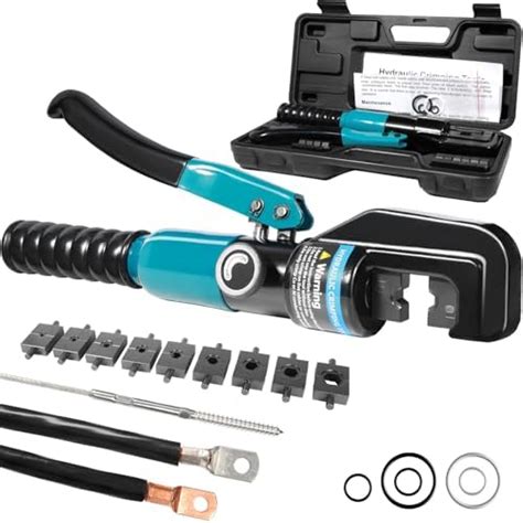 Buy Brileine 10 Tons Hydraulic Crimping Tool with 9 Dies - Battery ...