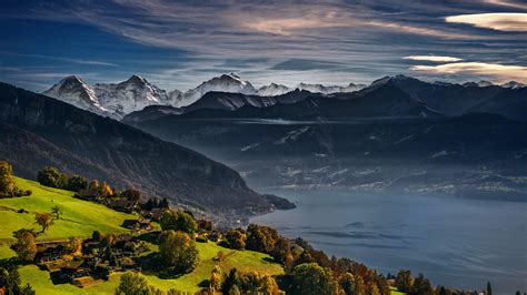 Photo Alps Switzerland Lake Thun, Bernese Oberland Nature 1920x1080
