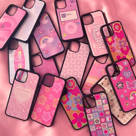 Y2K Aesthetic Phone Cases - Pink Phone Case with Hearts