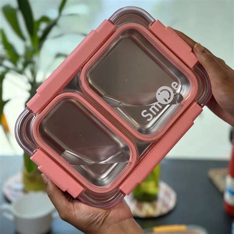 Smile Stainless Steel Bento Lunch Box (2 Grid) -100 % Leakproof – Nest ...