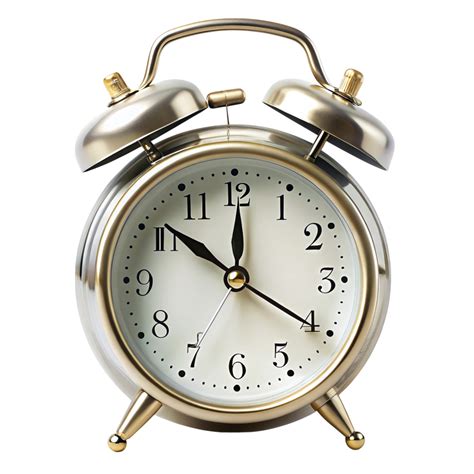 Vintage style metal alarm clock with bell ringer isolated, symbolizing ...