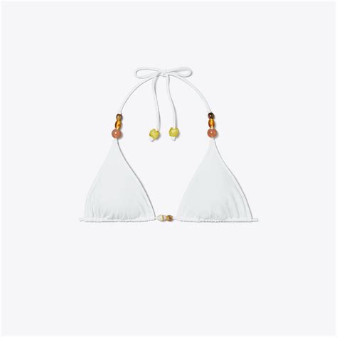 Tory Burch Beaded Bikini Top - White | Editorialist