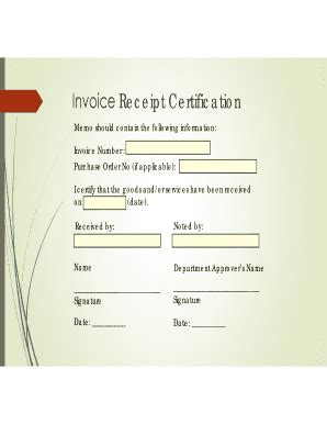 Fillable Online fiscaff sfsu Invoice Receipt Certification Fax Email ...