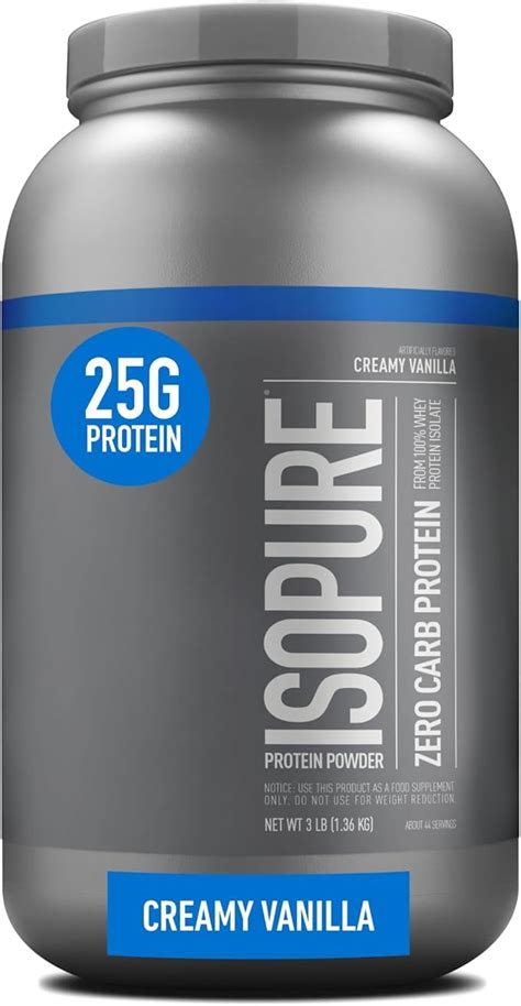 Isopure Zero Carb 100% Whey Protein Isolate - 3 lbs (Creamy Vanilla ...