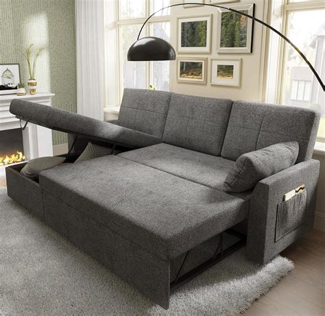 Papajet Sofa Bed, 2 in 1 Sofa Sleeper with Storage Chaise-Pull Out ...