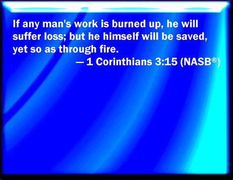 1 Corinthians 3:15 If any man's work shall be burned, he shall suffer ...