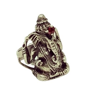 92.5 Standing Ganesha Silver Ring For Men - Silver Palace