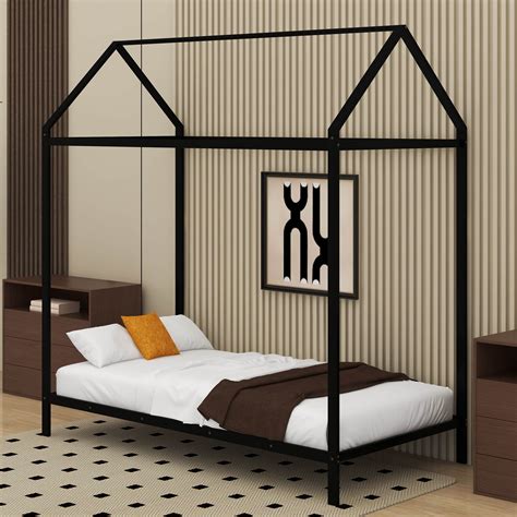 Isabelle & Max™ Ance Twin Size Metal House Metal Platform Bed Floor ...