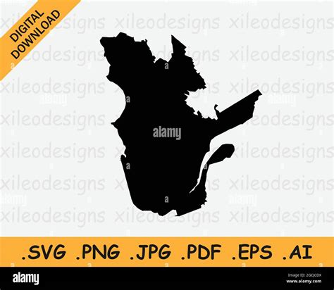 Quebec Canada Map Black Silhouette. QC, Canadian Province Shape Geography Atlas Border Boundary ...
