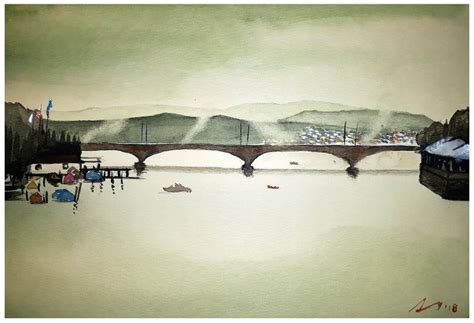 "Zurich Switzerland": Light Brown Watercolor Painting by Arunava Ray ...