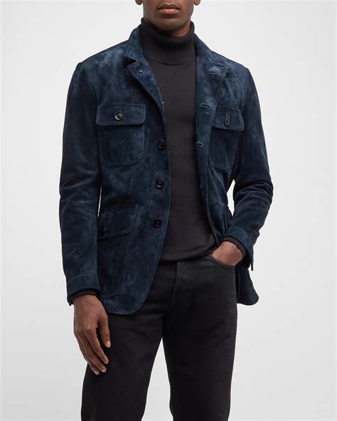 TOM FORD Men's Brushed Suede Western Blouson Jacket | Neiman Marcus