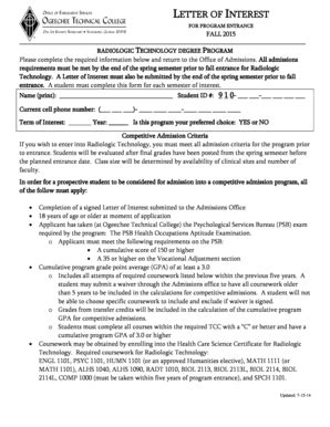 Fillable Online ogeecheetech LETTER OF INTEREST FOR PROGRAM ENTRANCE ...