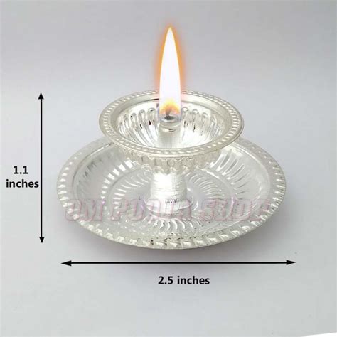 Pooja Gift Diya in Pure Silver Get online @ USA UK from OM POOJA SHOP