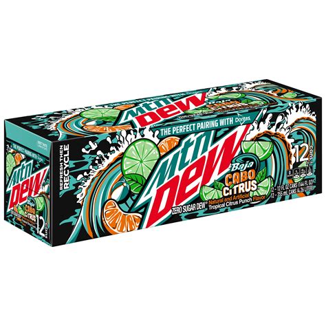 Mountain Dew Zero Sugar Baja Blast Soda Cabo Citrus, 12 fl oz 12 pack ...