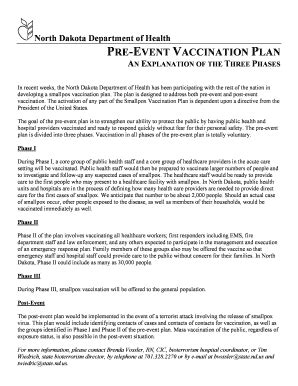 Fillable Online PRE-EVENT VACCINATION PLAN Fax Email Print - pdfFiller