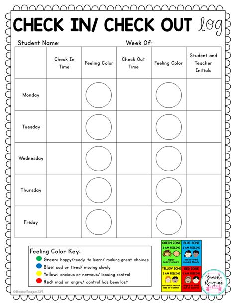 Check In Check Out Sheet Template