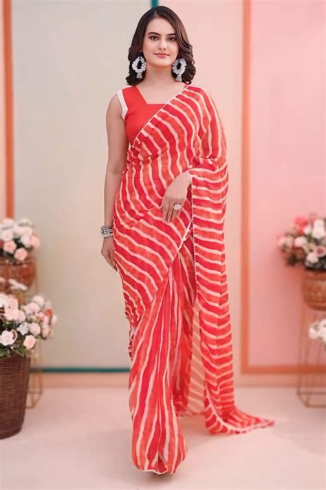 Inspiring 1-Minute Ready To Wear Red Georgette Saree – thelotusfab