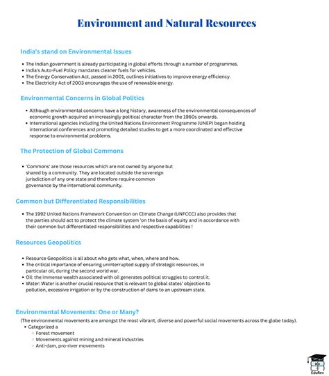 Mind Map: Environment and Natural Resources - Political Science Class ...