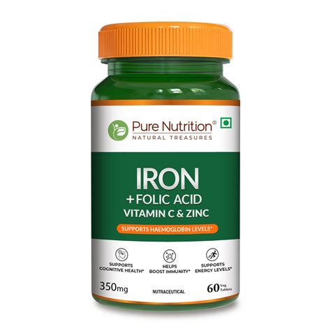 Iron with Folic Acid - 60 Tablets | Supports Haemoglobin Production an ...