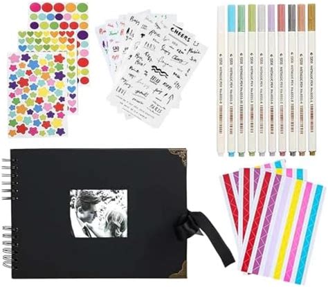 LUPINEZ Scrapbook Photo Album Kit | A4 DIY Wedding Album Set with Color ...