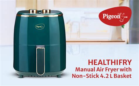 Pigeon Healthifry Manual Air Fryer, 360° High Speed Air Circulation ...