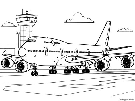 Boeing 747 Airplane - Free Printable Coloring Page