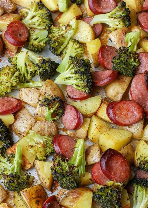 Sheet Pan Potatoes with Broccoli and Kielbasa | Sheet pan dinners ...