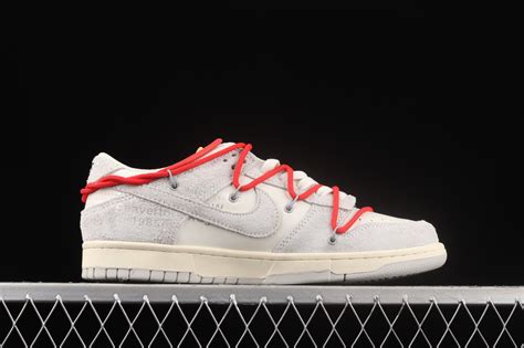 Off-White x Nike SB Dunk Low Lot 40 of 50 Neutral Grey Red DM0950-103 ...