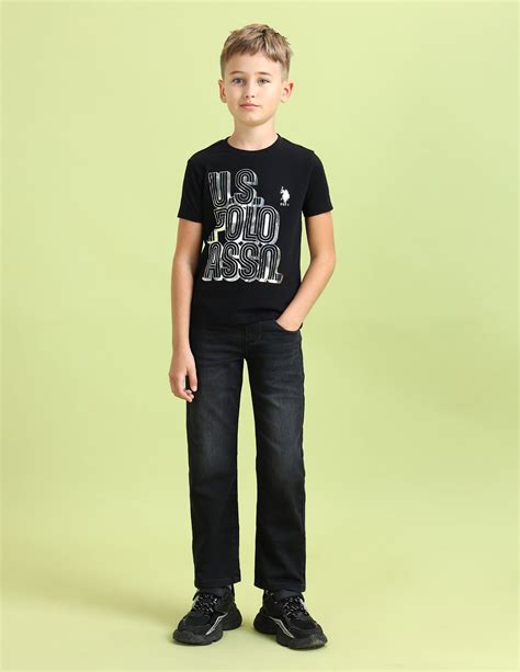 Buy Boys Boys Brand Printed Regular Fit T-Shirt Black|U.S. Polo Assn. India