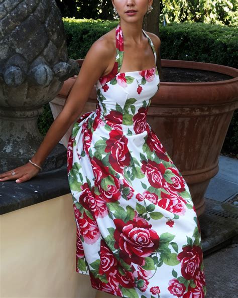 Aulivia Halter Midi Dress in Rose Print – OUTCAST