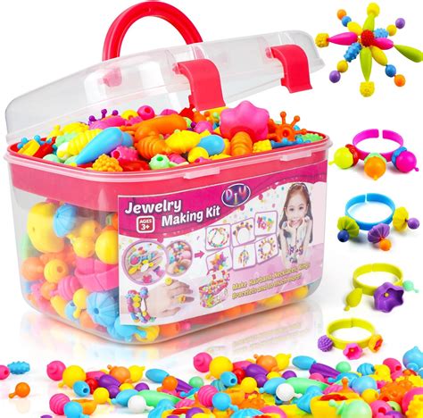 FUNZBO Snap Pop Beads for Girls Toys - Kids Jewelry Making Kit Pop-Bead ...