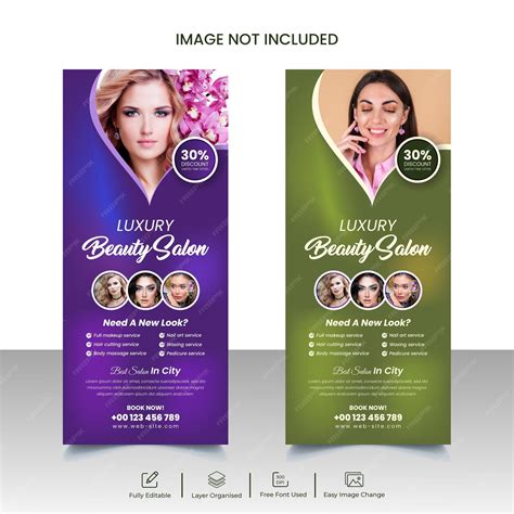 Beauty salon roll up banner template | Premium Vector