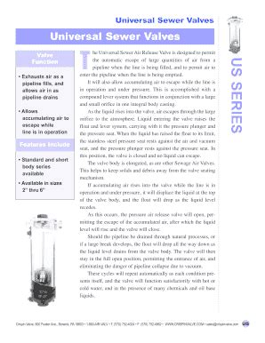 Fillable Online Universal Sewer Valves Valve T - TTR Group Inc Fax ...