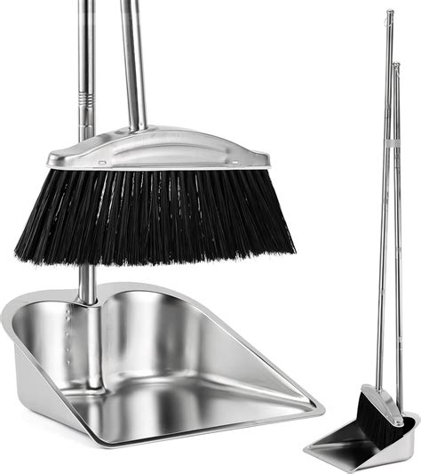 Amazon.com: VOOWO Broom with Dustpan Combo Set, 46" Stainless Steel ...