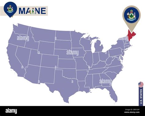 Maine state on usa map hi-res stock photography and images - Alamy