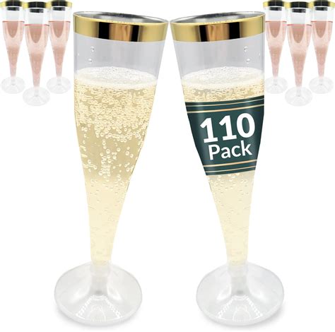 Amazon.com: Perfect Settings 100 Pack Plastic Champagne Flutes with ...