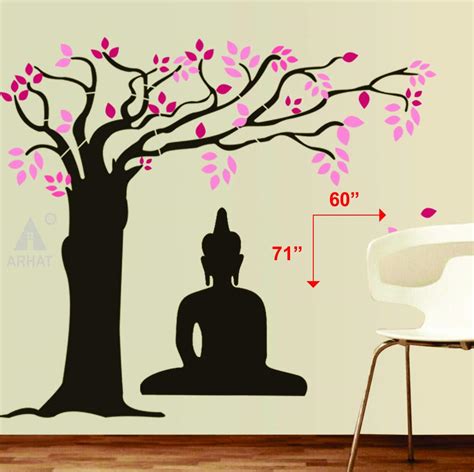 Arhat Stencils Glossy PVC ASR-E458 Beautiful Bhagwan Buddha Motiff Wall ...