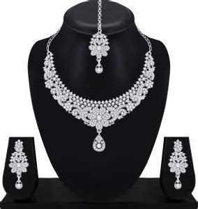 Atasi International Alloy Rhodium Silver Jewellery Set Price in India ...