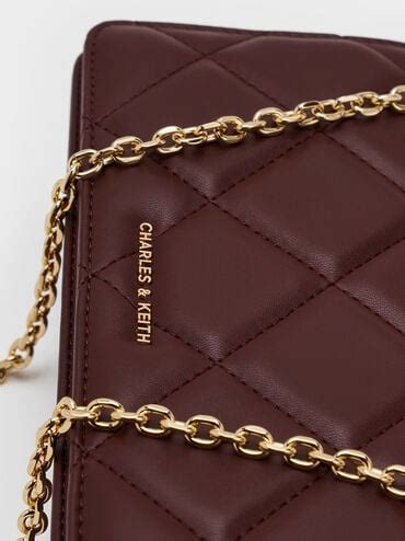 Paffuto Quilted Chain-Handle Long Wallet - Dark Chocolate - CHARLES ...