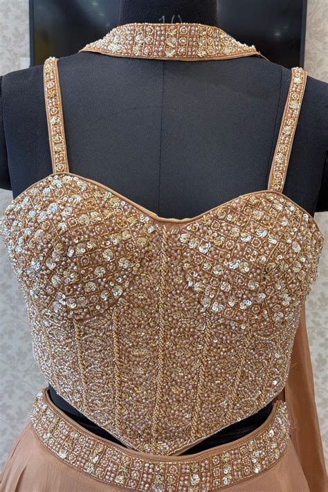 Chiku Beads and Sequins work Croset Top Lehenga – Seasons Chennai