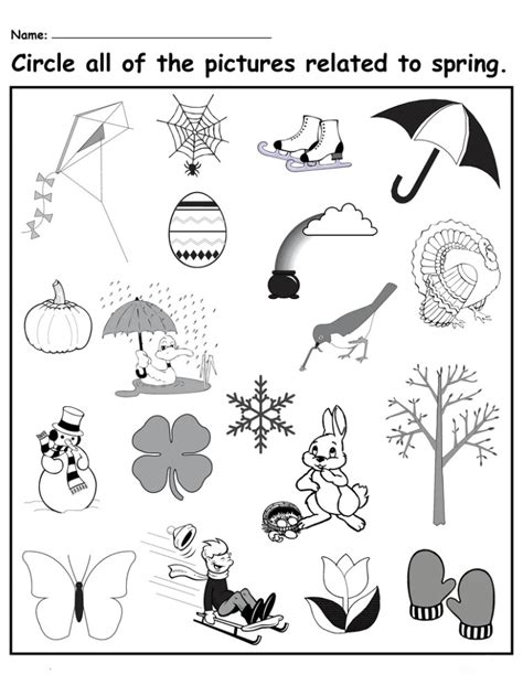 Image result for Sorting through Spring Worksheet for Kindergarten