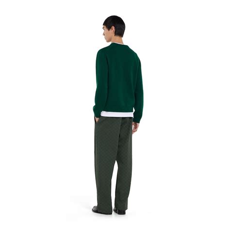 Knit wool sweater with intarsia in dark green | GUCCI® US