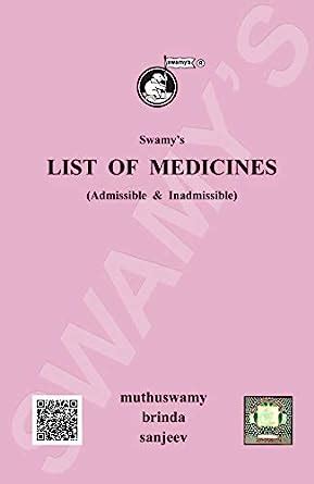 Buy List of Medicines (admissible and inadmissible) Book Online at Low ...