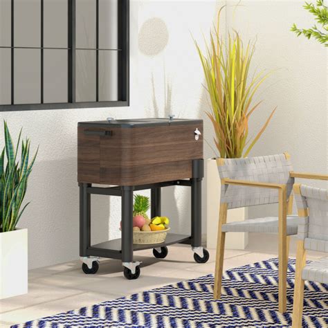 Builddecor Outsunny Outdoor Cooler Cart, Rolling Beverage Ice Chest ...